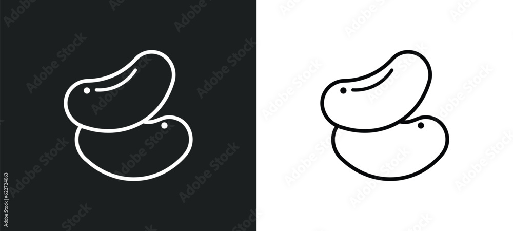 Poster bean outline icon in white and black colors. bean flat vector icon from food collection for web, mob
