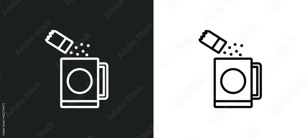 Poster sugar container outline icon in white and black colors. sugar container flat vector icon from food c