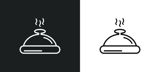 serving dish outline icon in white and black colors. serving dish flat vector icon from food collection for web, mobile apps and ui.