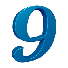 3d blue number 9 design for math, business and education concept 