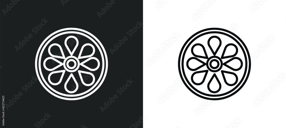 Poster lemon slice outline icon in white and black colors. lemon slice flat vector icon from food collectio