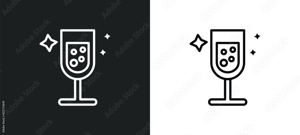 Poster sparkling wine outline icon in white and black colors. sparkling wine flat vector icon from food col
