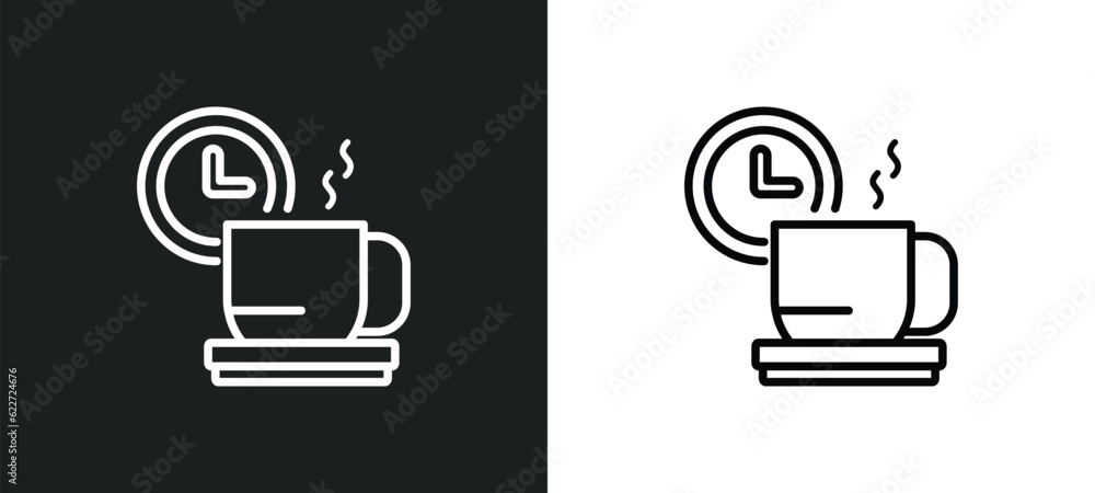 Poster time to have a break outline icon in white and black colors. time to have a break flat vector icon f