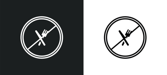 no eating outline icon in white and black colors. no eating flat vector icon from food collection for web, mobile apps and ui.