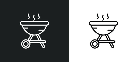 grill outline icon in white and black colors. grill flat vector icon from food collection for web, mobile apps and ui.