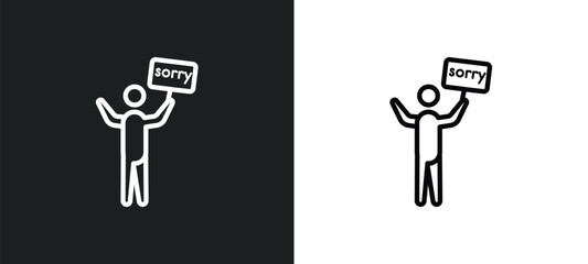 sorry human outline icon in white and black colors. sorry human flat vector icon from feelings collection for web, mobile apps and ui.