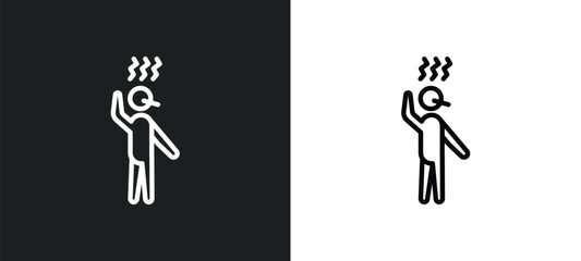 sick human outline icon in white and black colors. sick human flat vector icon from feelings collection for web, mobile apps and ui.