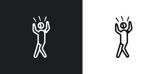shocked human outline icon in white and black colors. shocked human flat vector icon from feelings collection for web, mobile apps and ui.