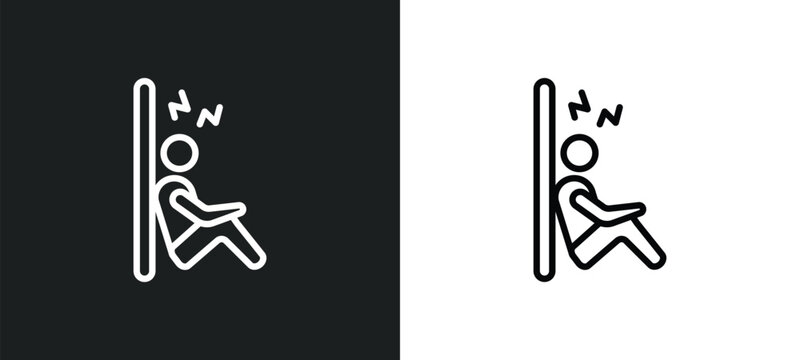 sleepy human outline icon in white and black colors. sleepy human flat vector icon from feelings collection for web, mobile apps and ui.