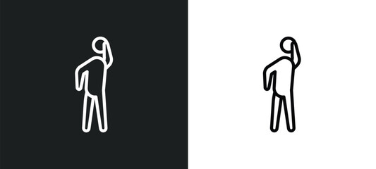 bored human outline icon in white and black colors. bored human flat vector icon from feelings collection for web, mobile apps and ui.
