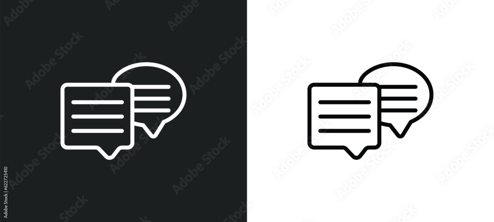 Poster comments outline icon in white and black colors. comments flat vector icon from feedback collection 