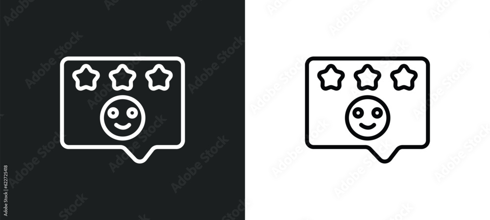 Poster satisfaction outline icon in white and black colors. satisfaction flat vector icon from feedback col