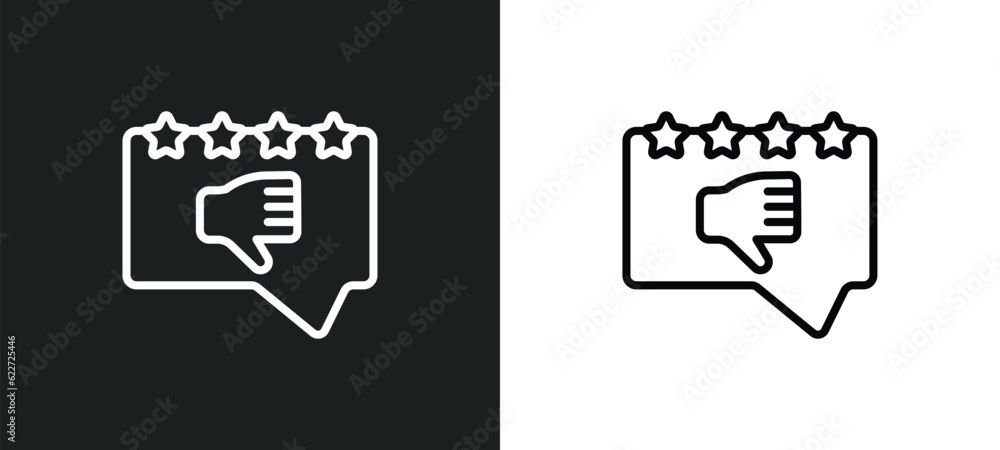 Poster bad review outline icon in white and black colors. bad review flat vector icon from feedback collect