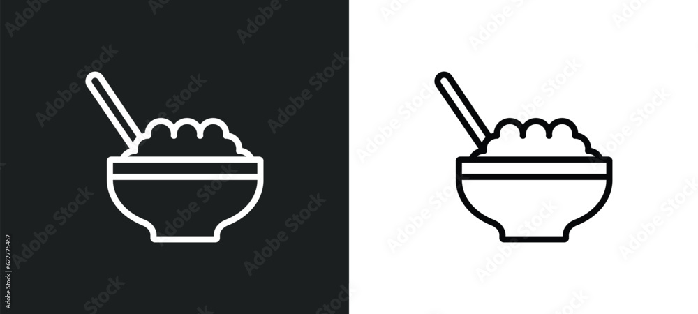 Poster cereal outline icon in white and black colors. cereal flat vector icon from fast food collection for
