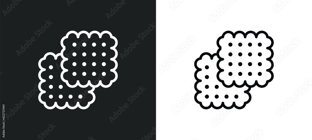 Poster biscuit outline icon in white and black colors. biscuit flat vector icon from fast food collection f