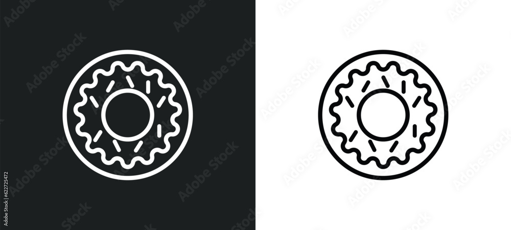 Poster doughnut outline icon in white and black colors. doughnut flat vector icon from fast food collection