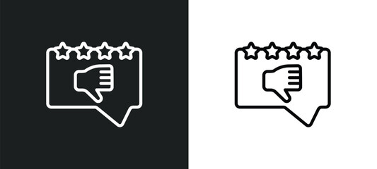 bad review outline icon in white and black colors. bad review flat vector icon from feedback collection for web, mobile apps and ui.