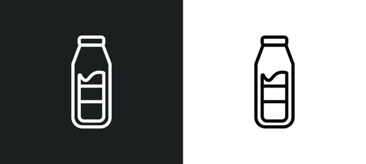 milk bottle outline icon in white and black colors. milk bottle flat vector icon from fast food collection for web, mobile apps and ui.