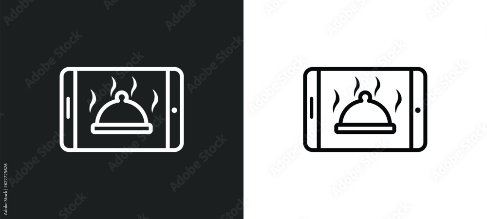Poster saving outline icon in white and black colors. saving flat vector icon from fast food collection for