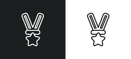 Obraz premium medal with a star outline icon in white and black colors. medal with a star flat vector icon from fashion collection for web, mobile apps and ui.