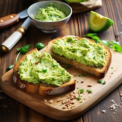 A nutritious vegan meal of avocado toast. Great for articles on health, fitness, veganism, nutrition, breakfast, cooking nd more.