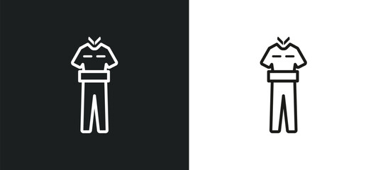 working coverall outline icon in white and black colors. working coverall flat vector icon from fashion collection for web, mobile apps and ui.