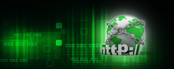 Obraz premium 3d illustration Network community concept . globe with http sign 