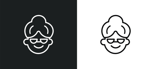 grandmother outline icon in white and black colors. grandmother flat vector icon from family relations collection for web, mobile apps and ui. - obrazy, fototapety, plakaty