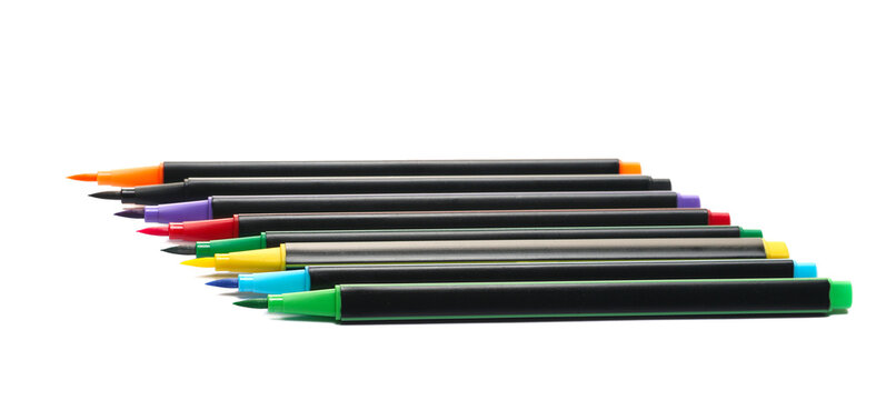colorful markers on white background clip art preview