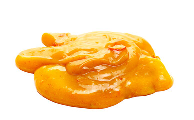 Wok sauce topping with curry and pineapple isolated on white