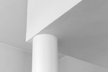 Empty abstract white minimal interior, niche corner with a round pillar