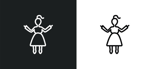 damsel outline icon in white and black colors. damsel flat vector icon from fairy tale collection for web, mobile apps and ui.