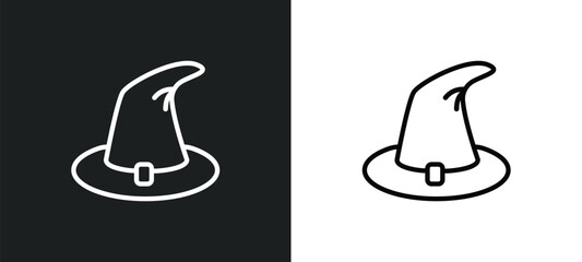 witch hat outline icon in white and black colors. witch hat flat vector icon from fairy tale collection for web, mobile apps and ui.
