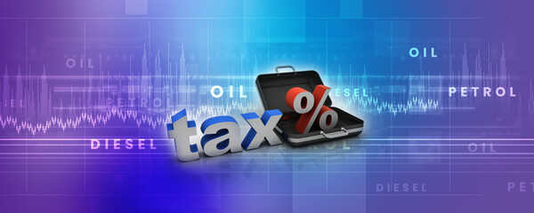 

3d illustration Tax Concept with percentage symbol with briefcase