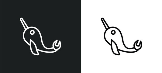 narwhal outline icon in white and black colors. narwhal flat vector icon from fairy tale collection for web, mobile apps and ui. © Digital Bazaar