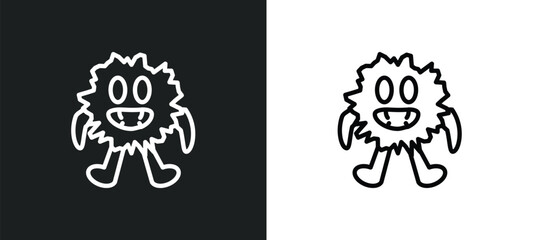 monster outline icon in white and black colors. monster flat vector icon from fairy tale collection for web, mobile apps and ui.