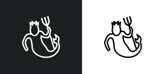 Obraz na płótnie Canvas merman outline icon in white and black colors. merman flat vector icon from fairy tale collection for web, mobile apps and ui.