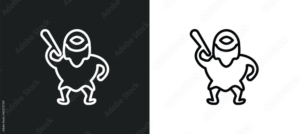 Poster cyclops outline icon in white and black colors. cyclops flat vector icon from fairy tale collection 