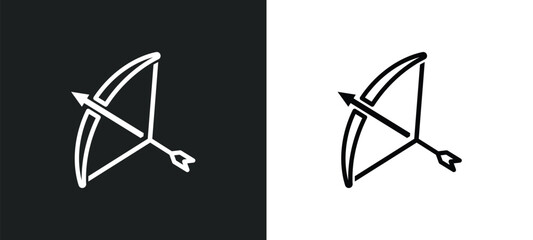 bow and arrow outline icon in white and black colors. bow and arrow flat vector icon from fairy tale collection for web, mobile apps ui.