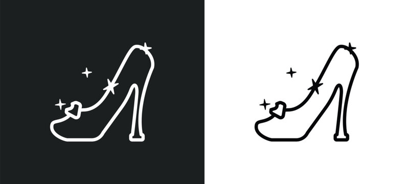 cinderella shoe outline icon in white and black colors. cinderella shoe flat vector icon from fairy tale collection for web, mobile apps and ui.