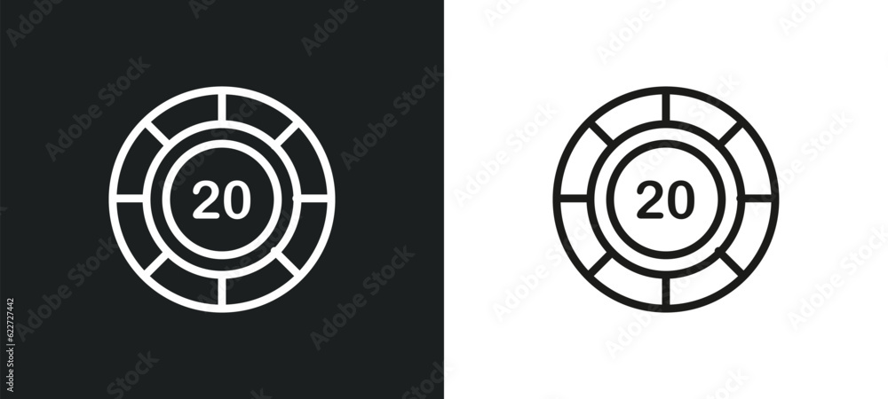Poster token outline icon in white and black colors. token flat vector icon from arcade collection for web,