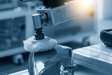 The automotive parts polishing process by robotic system.