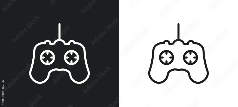 Poster game controller outline icon in white and black colors. game controller flat vector icon from entert