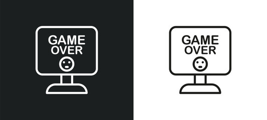 game over outline icon in white and black colors. game over flat vector icon from arcade collection for web, mobile apps and ui.
