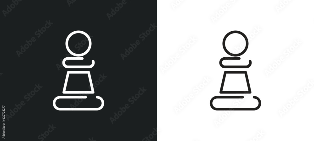 Poster chess piece outline icon in white and black colors. chess piece flat vector icon from entertainment 