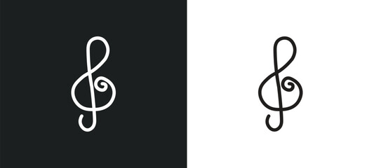 g clef outline icon in white and black colors. g clef flat vector icon from entertainment and arcade collection for web, mobile apps and ui.