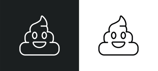 poo emoji outline icon in white and black colors. poo emoji flat vector icon from emoji collection for web, mobile apps and ui. - obrazy, fototapety, plakaty