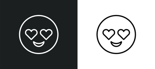 in love emoji outline icon in white and black colors. in love emoji flat vector icon from emoji collection for web, mobile apps and ui.