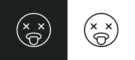 exhausted emoji outline icon in white and black colors. exhausted emoji flat vector icon from emoji collection for web, mobile apps and ui.