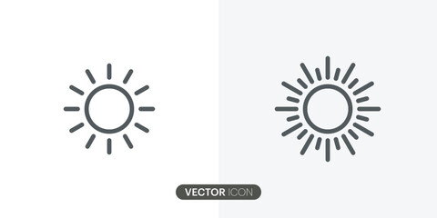 Brightness Set icon,Intensity Setting icon Flat Icon Solid style. black line Sun icon symbol vector illustration.